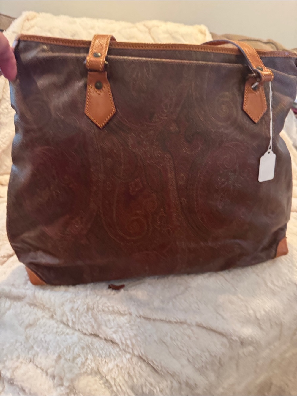 Etro  Paisley Leather Tote with Tan Trim